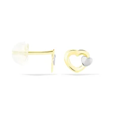 Histoire d'Or Boucles D'oreilles Puces Anne-maudae Double Coeurs Or Bicolore* Boucles D'Oreilles|Clous D'Oreilles