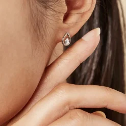 Best Histoire d'Or Boucles D'oreilles Puces Argent Blanc Temusio Oxydes De Zirconium