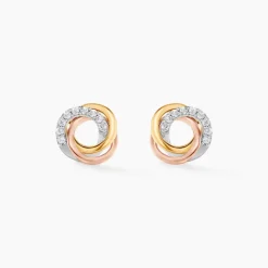 Histoire d'Or Boucles D'oreilles Puces Amaiur Or Tricolore Oxydes De Zirconium* Boucles D'Oreilles|Clous D'Oreilles