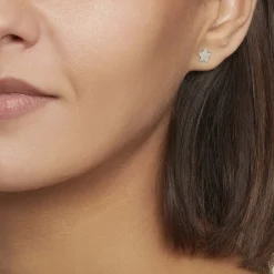 Sale Histoire d'Or Boucles D'oreilles Puces Astre Argent Blanc
