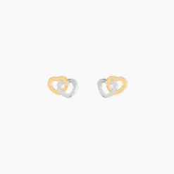 Histoire d'Or Boucles D'oreilles Puces Anne-maudae Double Coeurs Or Bicolore* Boucles D'Oreilles|Clous D'Oreilles
