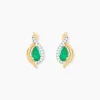 Histoire d'Or Boucles D'Oreilles Puces Angelika Or Jaune Emeraude Diamant* Boucles D'Oreilles|Boucles D'Oreilles Pendantes