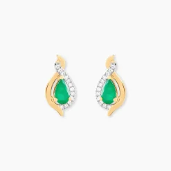 Histoire d'Or Boucles D'Oreilles Puces Angelika Or Jaune Emeraude Diamant* Boucles D'Oreilles|Boucles D'Oreilles Pendantes