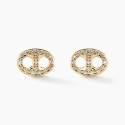 Histoire d'Or Boucles D'oreilles Puces Antun Or Jaune Diamant