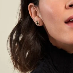 Discount Histoire d'Or Boucles D'oreilles Puces Aghavni Plaque Or Jaune Agate