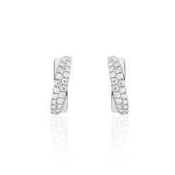 Sale Histoire d'Or Boucles D'oreilles Puces Aglae Or Blanc Oxyde De Zirconium