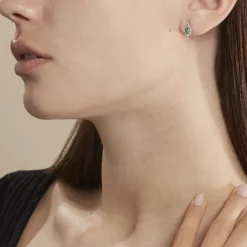 Histoire d'Or Boucles D'oreilles Puces Angelika Et Diamant or blanc emeraude
