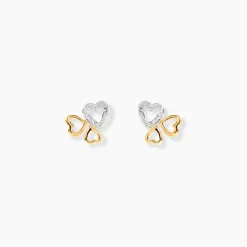Histoire d'Or Boucles D'oreilles Puces Anne-maudae Triple Coeurs Or Bicolore* Boucles D'Oreilles|Clous D'Oreilles