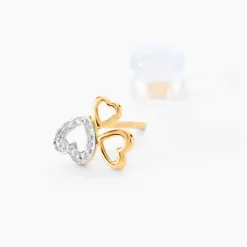 Histoire d'Or Boucles D'oreilles Puces Anne-maudae Triple Coeurs Or Bicolore* Boucles D'Oreilles|Clous D'Oreilles
