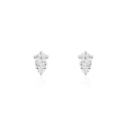 New Histoire d'Or Boucles D'oreilles Puces Almira Argent Blanc Oxyde De Zirconium