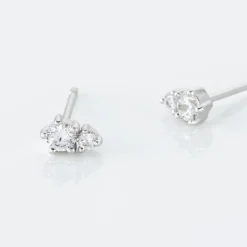 New Histoire d'Or Boucles D'oreilles Puces Almira Argent Blanc Oxyde De Zirconium