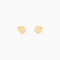 Histoire d'Or Boucles D'oreilles Puces Anne-maudae Double Coeurs Or Bicolore* Boucles D'Oreilles|Clous D'Oreilles