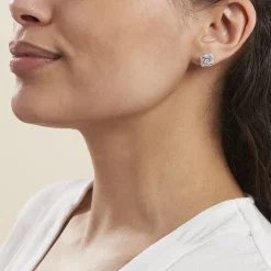 Outlet Histoire d'Or Boucles D'oreilles Puces Anasthase Argent Blanc Oxyde De Zirconium
