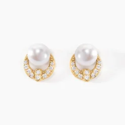 Discount Histoire d'Or Boucles D'oreilles Puces Aloys Or Jaune Perle De Culture