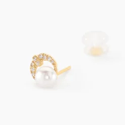 Discount Histoire d'Or Boucles D'oreilles Puces Aloys Or Jaune Perle De Culture