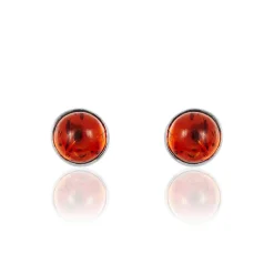 New Histoire d'Or Boucles D'oreilles Puces Brunhild Argent Blanc Ambre