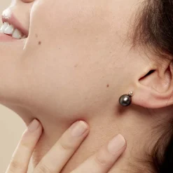 Histoire d'Or Boucles D'oreilles Puces Baroque Or Jaune Perle De Culture De Tahiti* Boucles D'Oreilles|Clous D'Oreilles