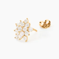 Hot Histoire d'Or Boucles D'oreilles Puces Bleuenn Plaqué Or Jaune Oxyde De Zirconium