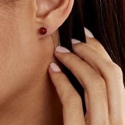 Discount Histoire d'Or Boucles D'oreilles Puces Brunhild Argent Blanc Ambre