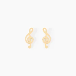 Outlet Histoire d'Or Boucles D'oreilles Puces Bayram Musique Or Jaune