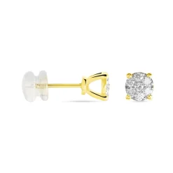 Clearance Histoire d'Or Boucles D'oreilles Puces Charlene Or Jaune Diamant Synthetique or jaune diamant synthétique blanc