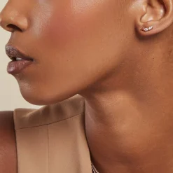 Online Histoire d'Or Boucles D'oreilles Puces Camelia Argent Rose Oxyde