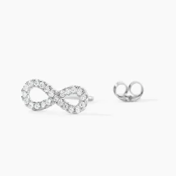 New Histoire d'Or Boucles D'oreilles Puces Clélia Argent Blanc Oxyde De Zirconium
