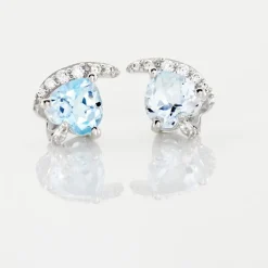 Clearance Histoire d'Or Boucles D'oreilles Puces Coeur In Love Or Blanc Topaze Et Oxyde