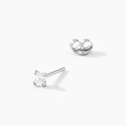 New Histoire d'Or Boucles D'oreilles Puces Carre Argent Blanc Oxyde De Zirconium