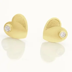 Histoire d'Or Boucles D'oreilles Puces Daria Coeur Plein Or Jaune Oxyde De Zirconium* Boucles D'Oreilles|Clous D'Oreilles