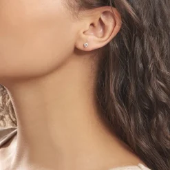 New Histoire d'Or Boucles D'oreilles Puces Daria Coeur Plein Or Jaune Oxyde De Zirconium