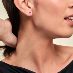 Clearance Histoire d'Or Boucles D'oreilles Puces Doja Argent Blanc Verre Spinelle Oxyde