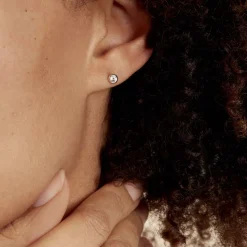 Histoire d'Or Boucles D'oreilles Puces Daria Serti Clos Or Blanc Oxyde De Zirconium* Boucles D'Oreilles|Clous D'Oreilles