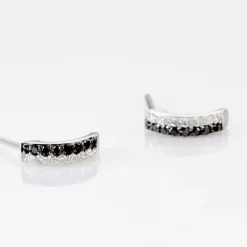 Clearance Histoire d'Or Boucles D'oreilles Puces Demi Lune Or Blanc Diamant