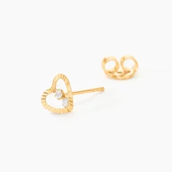 Online Histoire d'Or Boucles D'oreilles Puces Daria C艙ur 6 Or Jaune Oxyde