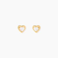 Histoire d'Or Boucles D'oreilles Puces Daria Coeur Plein Or Jaune Oxyde De Zirconium* Boucles D'Oreilles|Clous D'Oreilles
