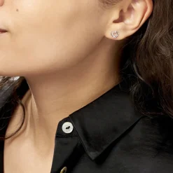 Histoire d'Or Boucles D'oreilles Puces Daria Double Coeurs Or Blanc Oxyde* Boucles D'Oreilles|Clous D'Oreilles
