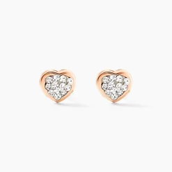 Histoire d'Or Boucles D'oreilles Puces Daria C艙ur 0 Or Rose Strass* Boucles D'Oreilles|Clous D'Oreilles