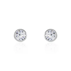 Histoire d'Or Boucles D'oreilles Puces Daria Serti Clos Or Blanc Oxyde De Zirconium* Boucles D'Oreilles|Clous D'Oreilles