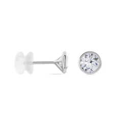 Histoire d'Or Boucles D'oreilles Puces Daria Serti Clos Or Blanc Oxyde De Zirconium* Boucles D'Oreilles|Clous D'Oreilles