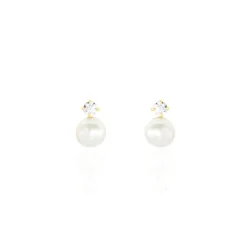 Online Histoire d'Or Boucles D'oreilles Puces Eolande Or Jaune Perle De Culture