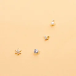 Online Histoire d'Or Boucles D'oreilles Puces Eolande Or Jaune Perle De Culture