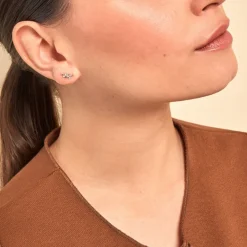 Discount Histoire d'Or Boucles D'oreilles Puces Evonne Argent Blanc Oxyde De Zirconium