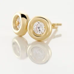 Best Histoire d'Or Boucles D'oreilles Puces Eden Serti Pneu Or Jaune Oxyde De Zirconium