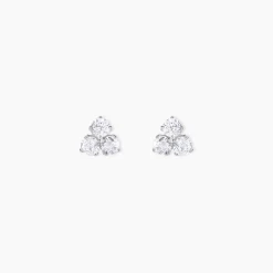 Histoire d'Or Boucles D'oreilles Puces Eleanor Fleur Or Blanc Oxyde De Zirconium* Boucles D'Oreilles|Clous D'Oreilles