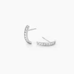 Histoire d'Or Boucles D'oreilles Puces Elenore Argent Blanc Oxyde De Zirconium