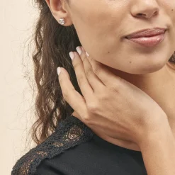 Histoire d'Or Boucles D'oreilles Puces Eden Serti Pneu Or Blanc Oxyde De Zirconium* Boucles D'Oreilles|Clous D'Oreilles