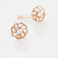 Histoire d'Or Boucles D'oreilles Puces Eleanor Fleur Or Rose Oxyde De Zirconium* Boucles D'Oreilles|Clous D'Oreilles