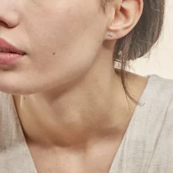 Sale Histoire d'Or Boucles D'oreilles Puces Eleanor Fleur Or Blanc Oxyde De Zirconium