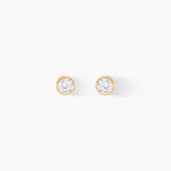 Sale Histoire d'Or Boucles D'oreilles Puces Elda Serti Clos Or Jaune Oxyde De Zirconium